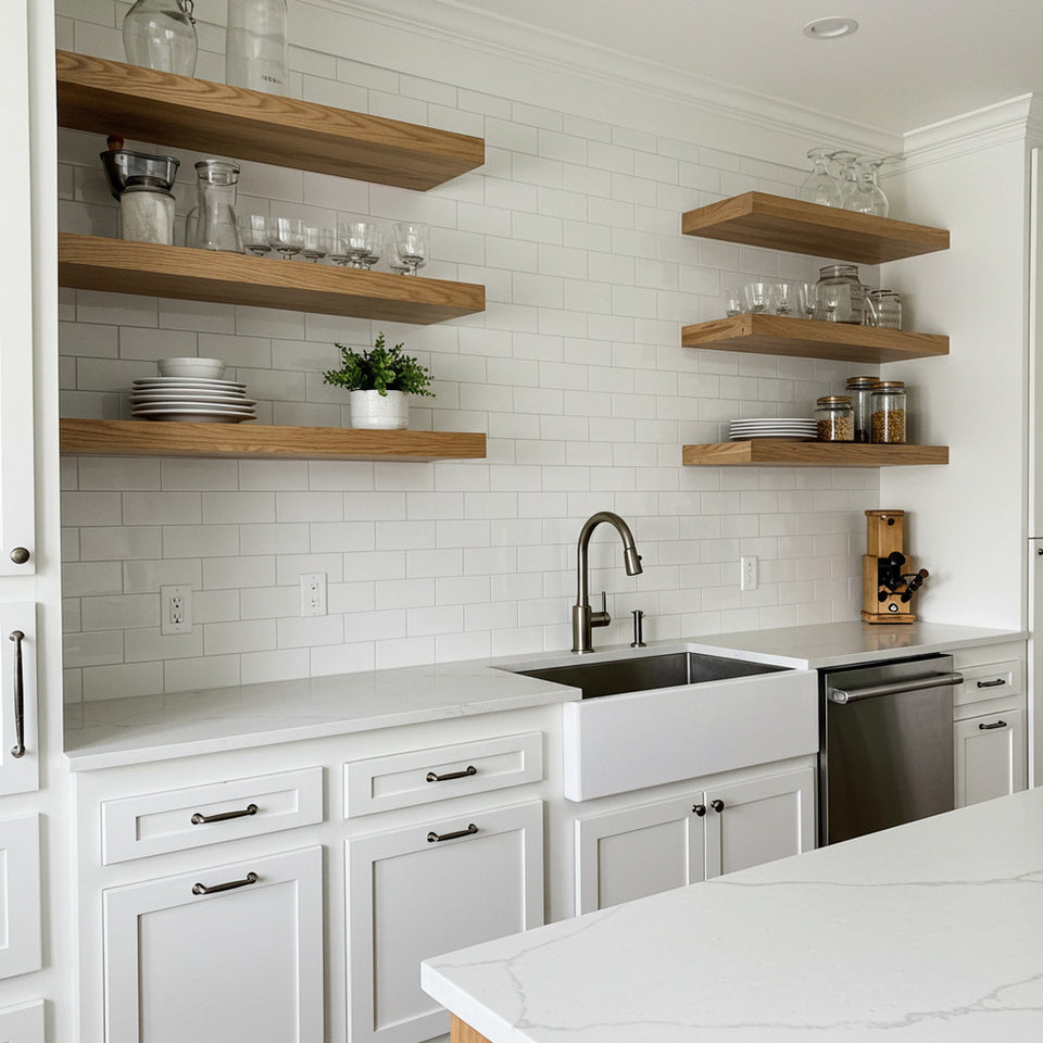Authentic White Oak Floating Shelves