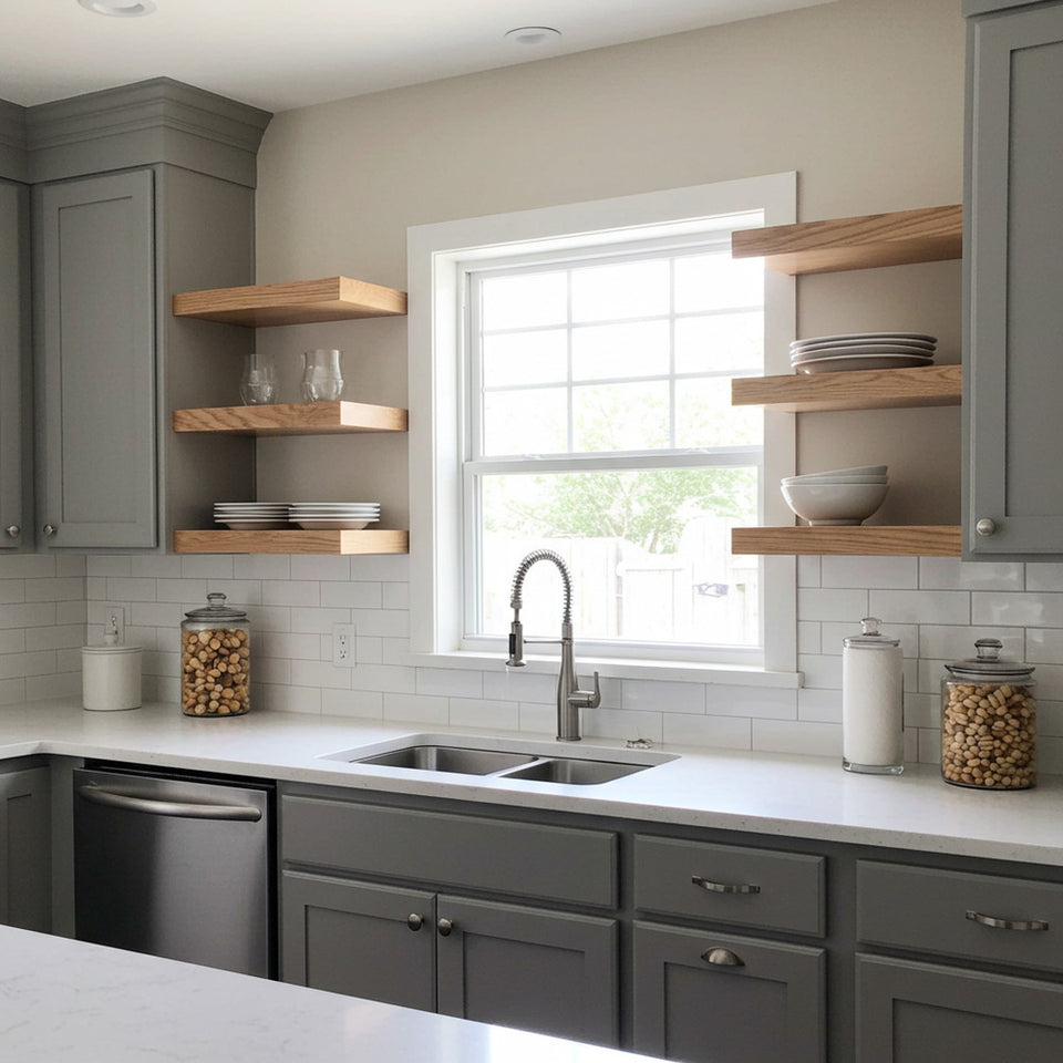 Authentic White Oak Floating Shelves