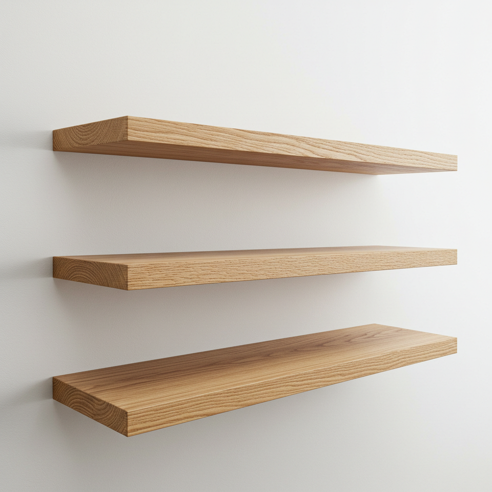 Authentic White Oak Floating Shelves